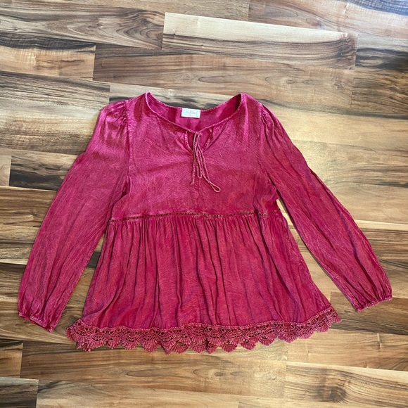 Mineral Wash Pink Babydoll Top - Picture 1 of 5